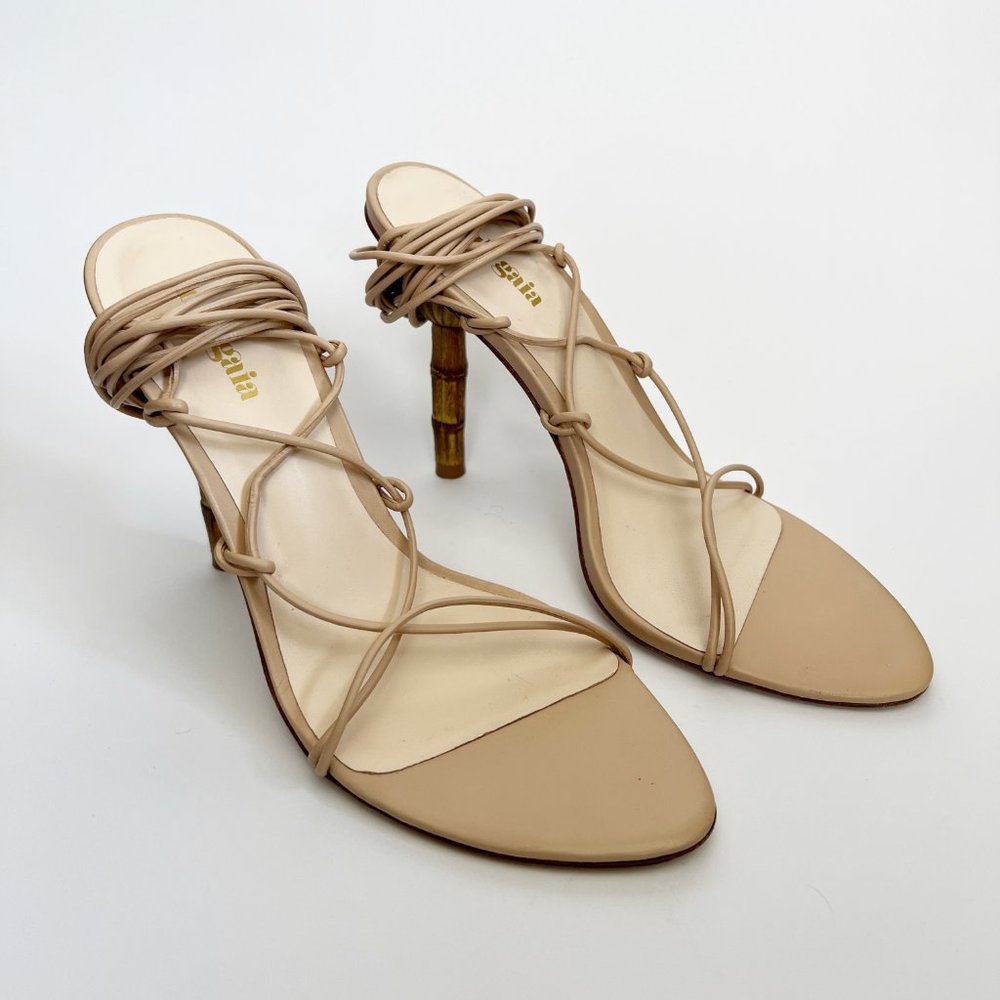 Cult Gaia Soleil Lace Up Leather High Heel Stiletto Sandals Sexy Wedding Guest - Picture 7 of 16